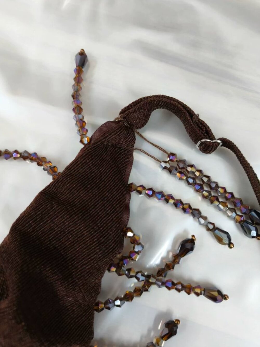12th Tribe Serenade Espresso Beaded Maxi Dress XS/S/M Cafe Espresso - Picture 10 of 10